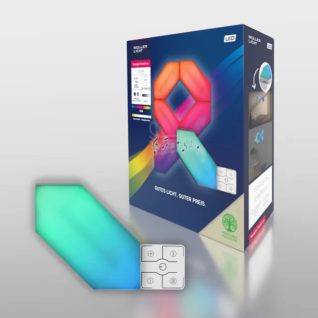 m-ller-licht-magic-panel-led-wand-und-deckenleuchte-6x-hexagon-rgb-mit-musik-sen image 1