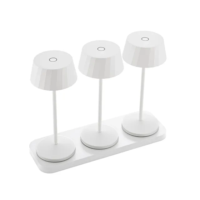sigor-facetta-led-akku-tischlampe-3er-set-schneewei-inkl-ladestation image 1
