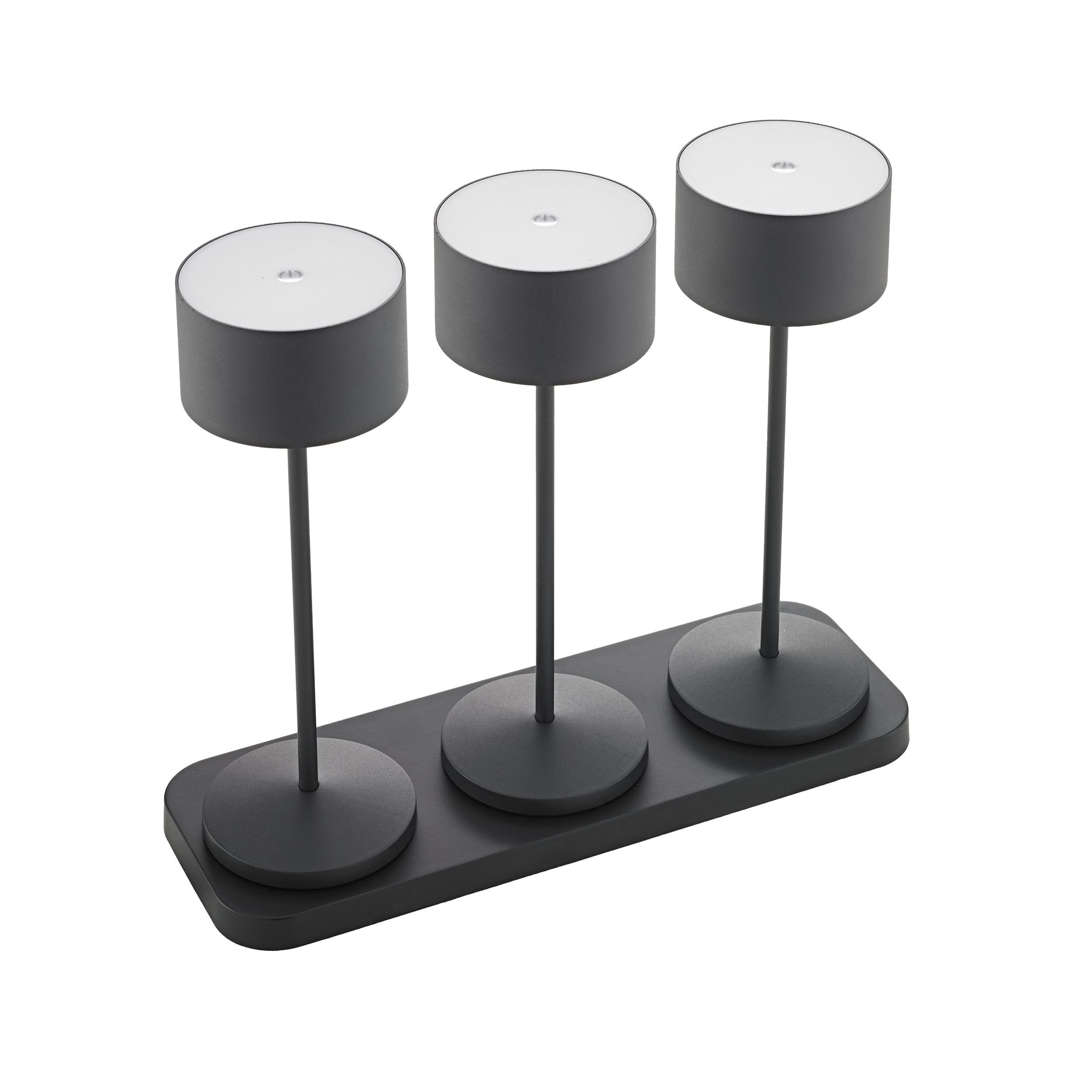 sigor-veluna-led-akku-tischlampe-3er-set-nachtschwarz-inkl-ladestation image 1