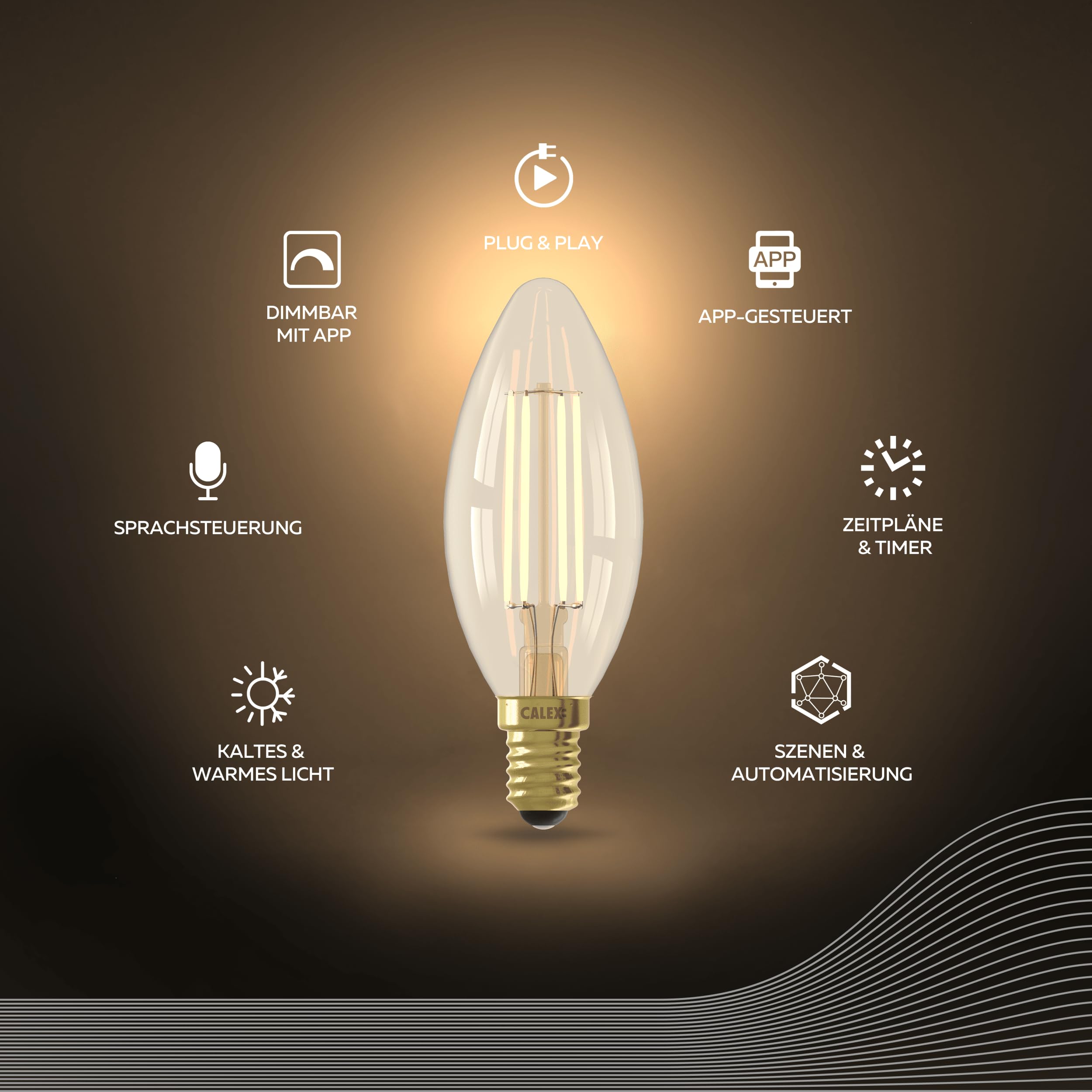 calex-smart-led-lampe-e14-b35-gold-filament-5er-pack-wlan-dimmbar image 2