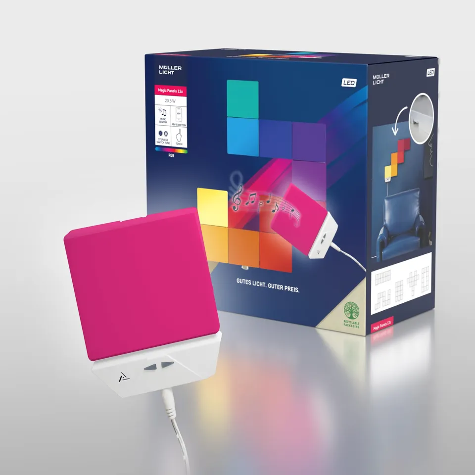 m-ller-licht-magic-panel-led-wlan-wand-und-deckenleuchte-12x-quadratisch-rgb-mit image 1