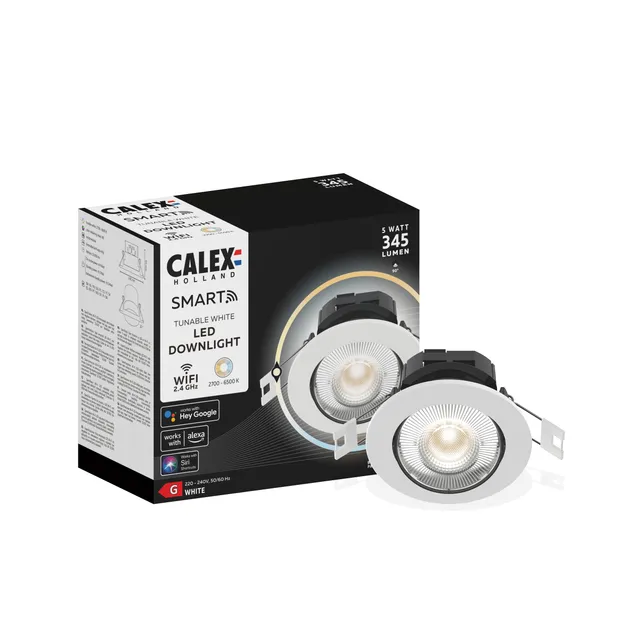 calex-smart-led-einbaustrahler-wei-neigbar-rgb-2700-4000k-wlan-app-sprache image 1