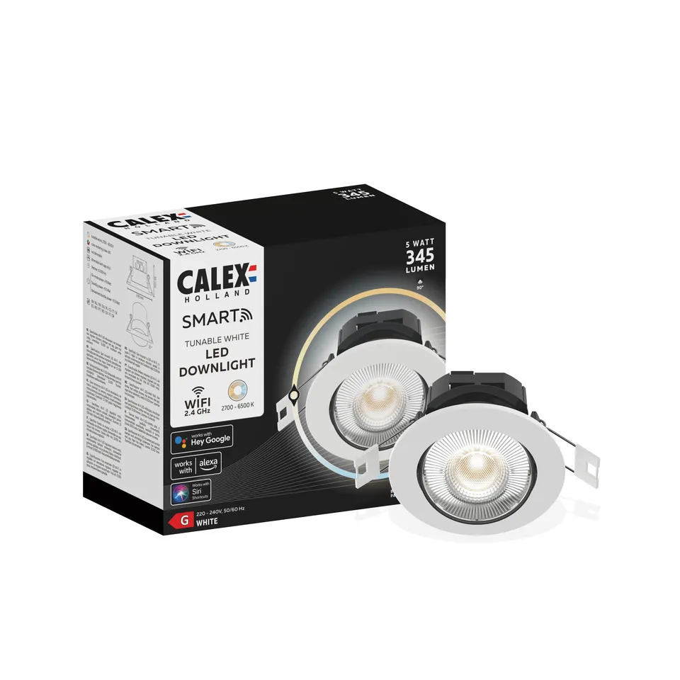 calex-smart-led-einbaustrahler-wei-neigbar-rgb-2700-4000k-wlan-app-sprache image 1