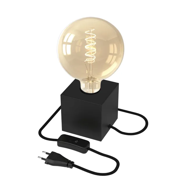 calex-tischlampe-eckig-e27-schwarz-inkl-g125-led-filament image 1