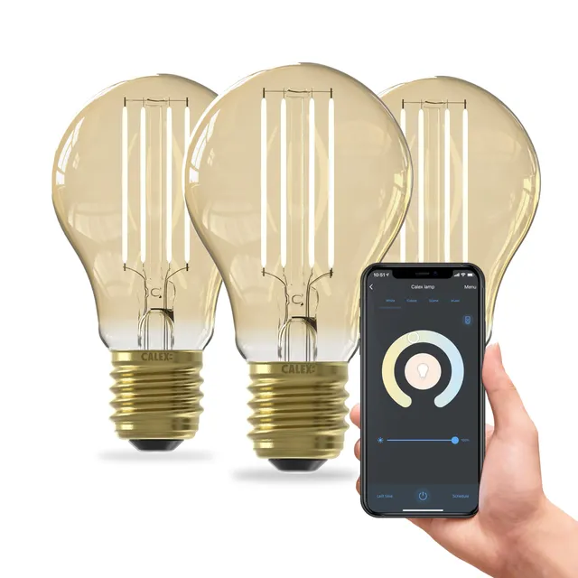 calex-smart-led-lampe-e27-a60-gold-filament-dimmbar-3er-pack image 1