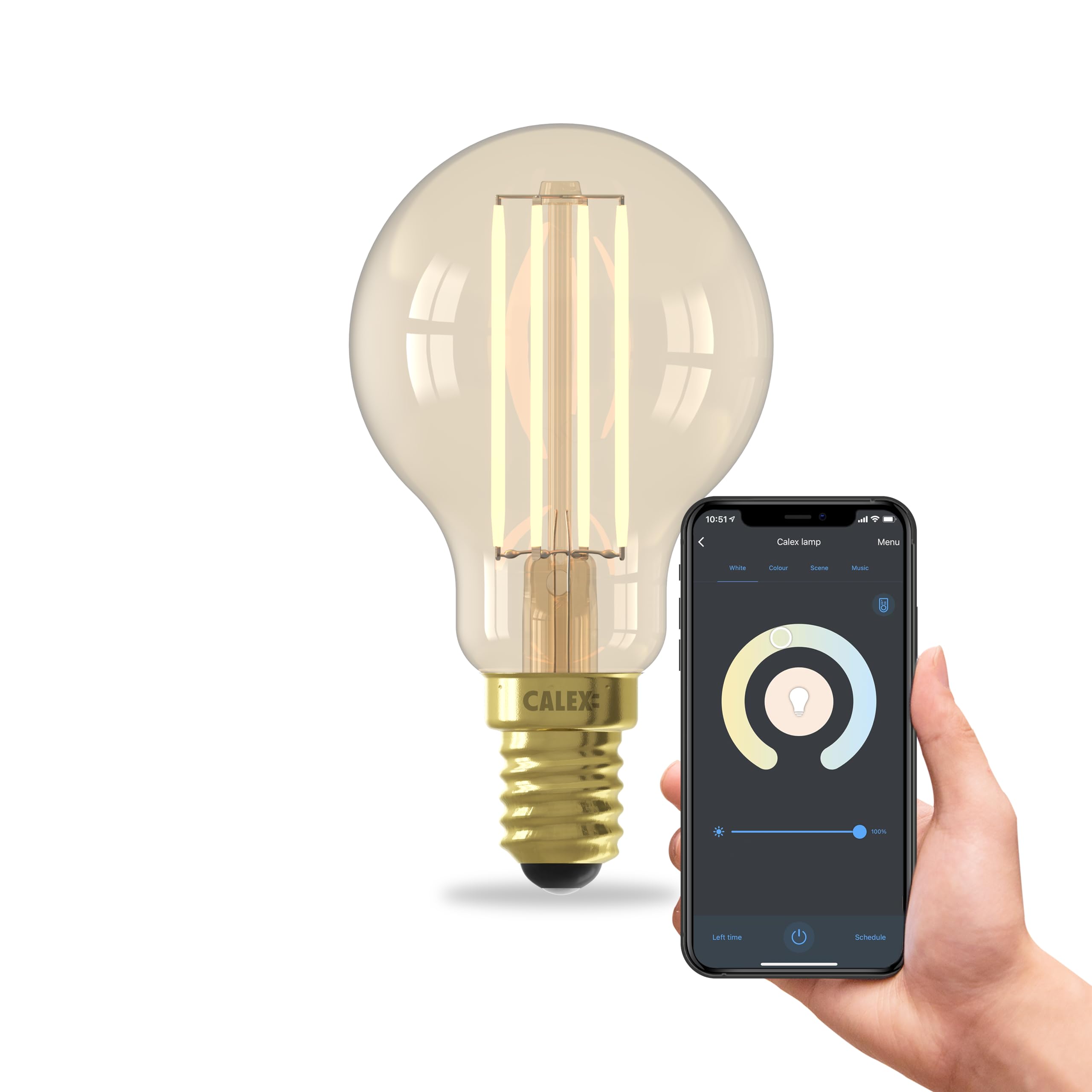 calex-smart-led-lampe-e14-p45-gold-filament-cct-dimmbar image 1