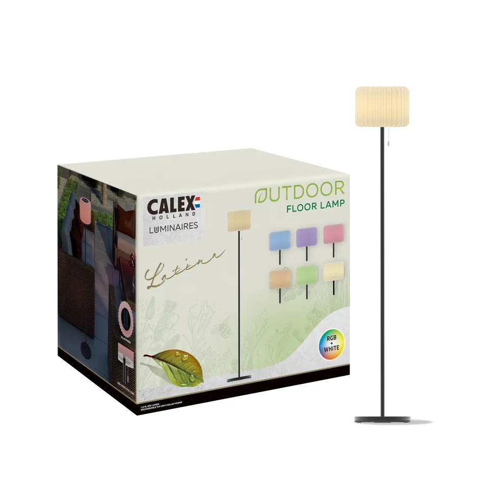 calex-latina-outdoor-stehlampe-150cm-solar-usb-c-rgb-warmwei-dimmbar-ip44 image 1