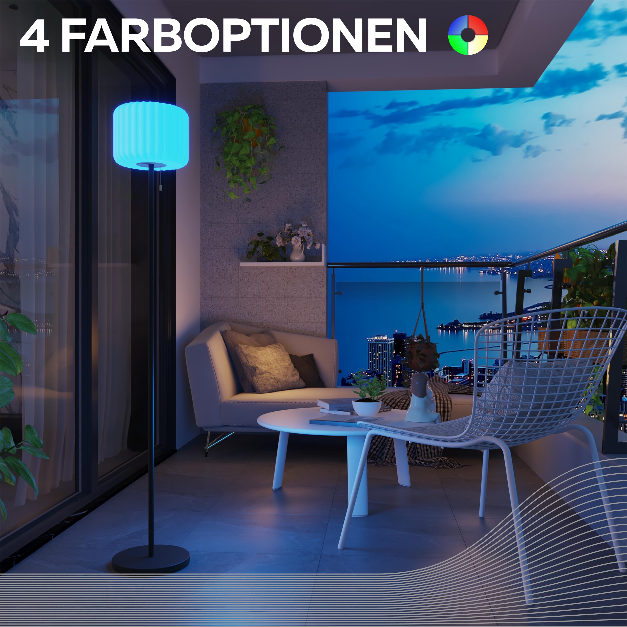 calex-latina-outdoor-stehlampe-150cm-solar-usb-c-rgb-warmwei-dimmbar-ip44 image 4