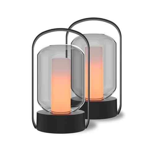 calex-como-tischleuchte-2er-set-laterne-flammeneffekt-akku-ip44-schwarz image 7