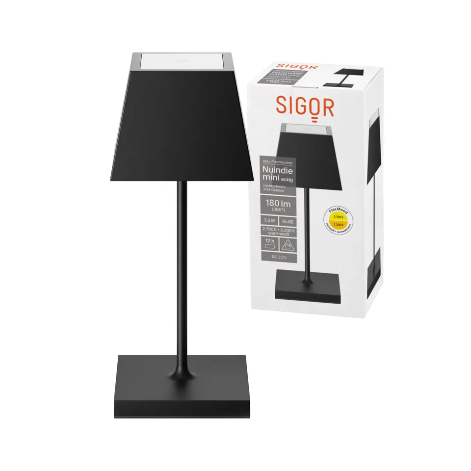 sigor-nuindie-2-0-mini-eckig-led-akku-tischleuchte-nachtschwarz image 1