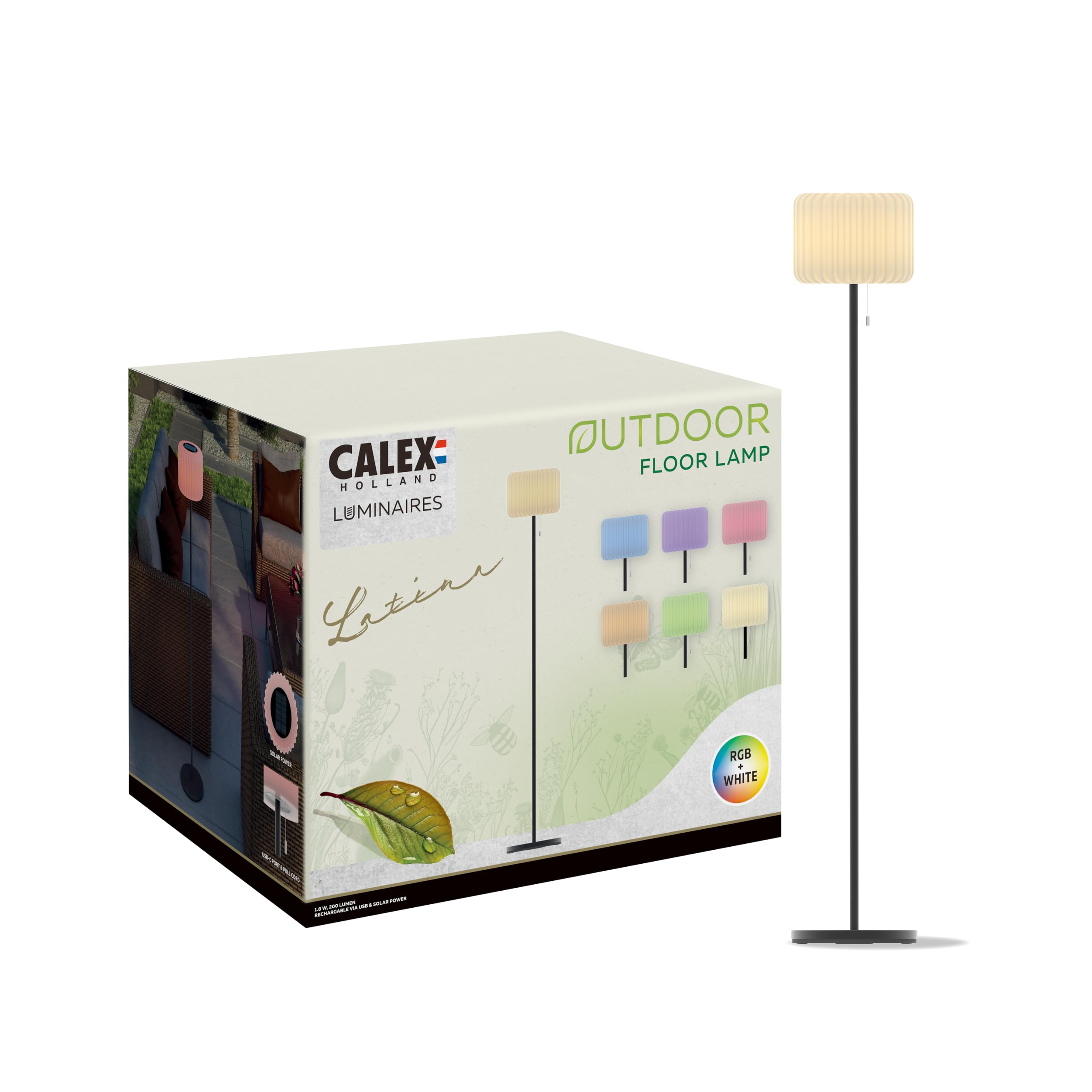 calex-latina-outdoor-stehlampe-150cm-solar-usb-c-rgb-warmwei-dimmbar-ip44 image 1