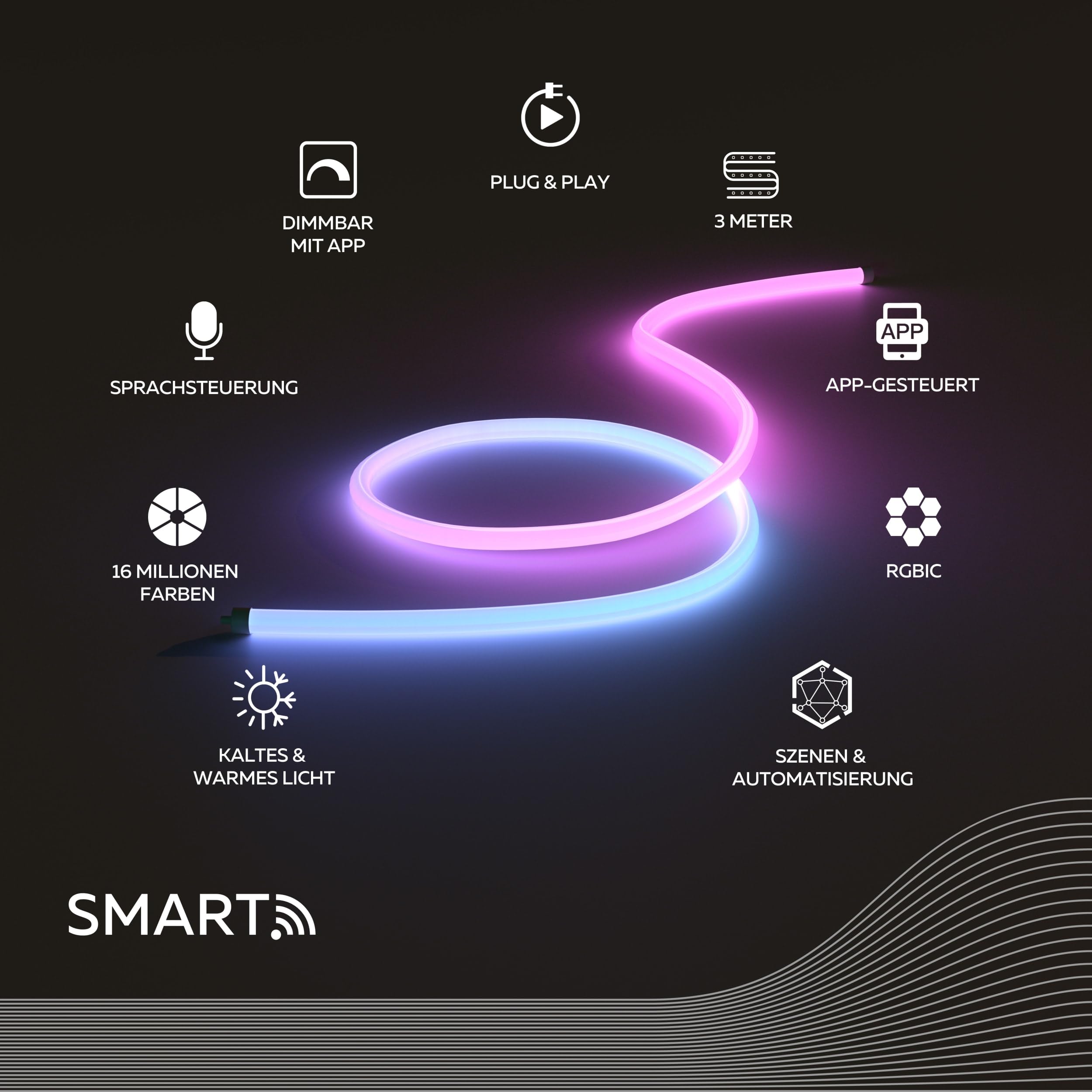 calex-smart-neon-led-streifen-3m-rgbic-wlan-dimmbar image 2