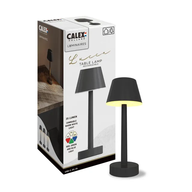 calex-lucca-akku-tischlampe-kabellos-rgb-dimmbar-ip44-schwarz image 1