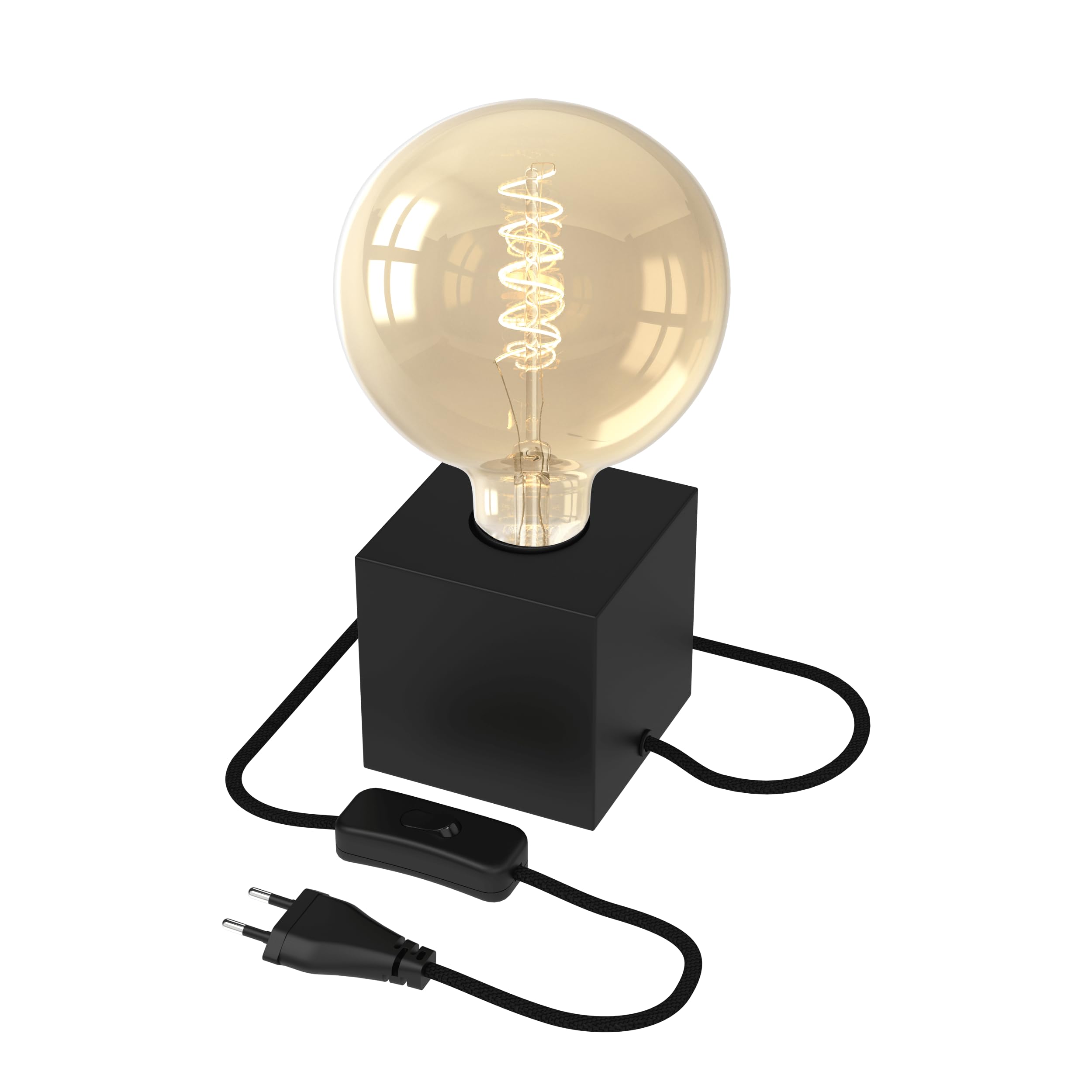 calex-tischlampe-eckig-e27-schwarz-inkl-g125-led-filament image 1