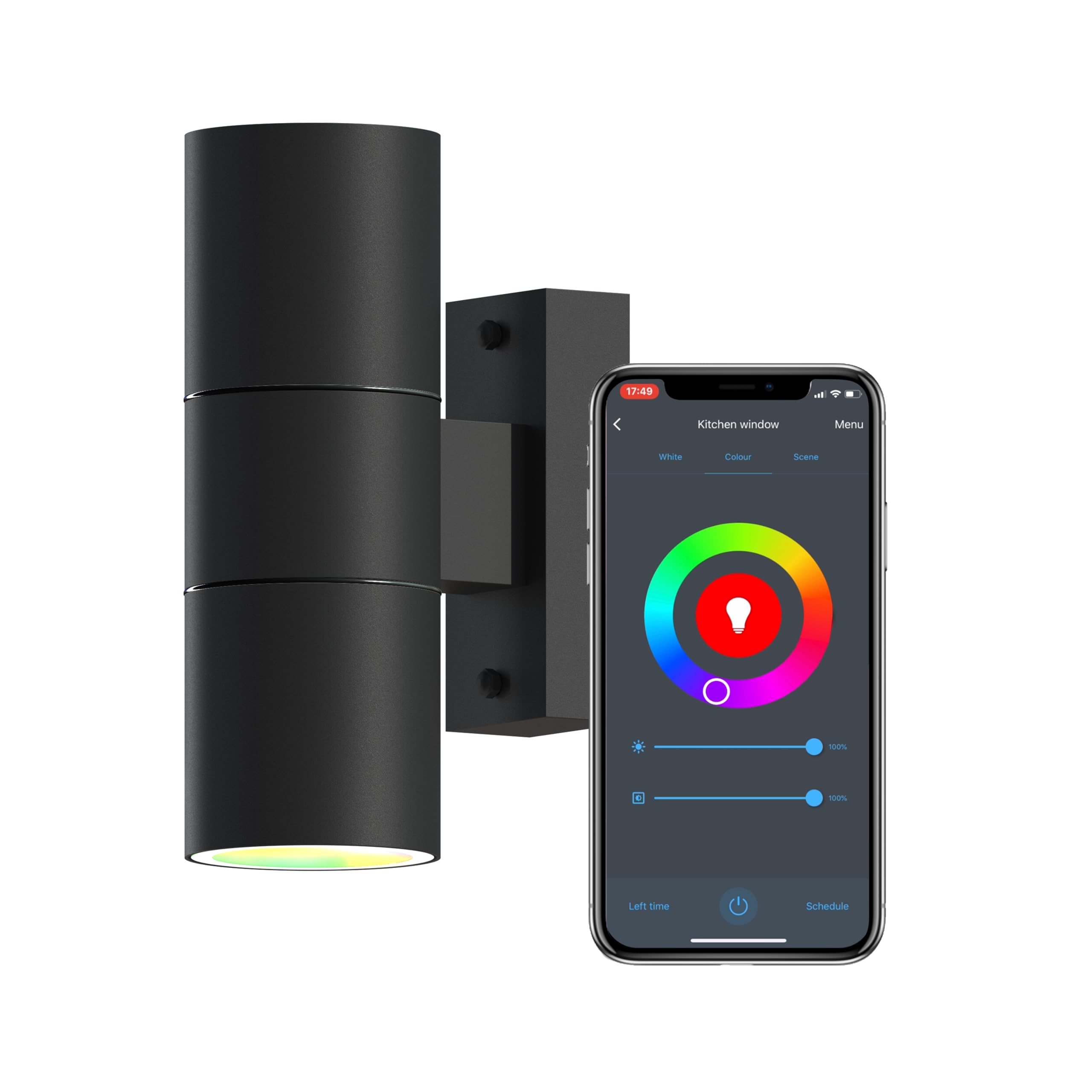 calex-smart-outdoor-wandleuchte-up-down-2x-gu10-schwarz image 1