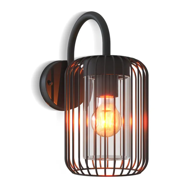 calex-rome-wandleuchte-e27-ip44-aluminium-schwarz image 1