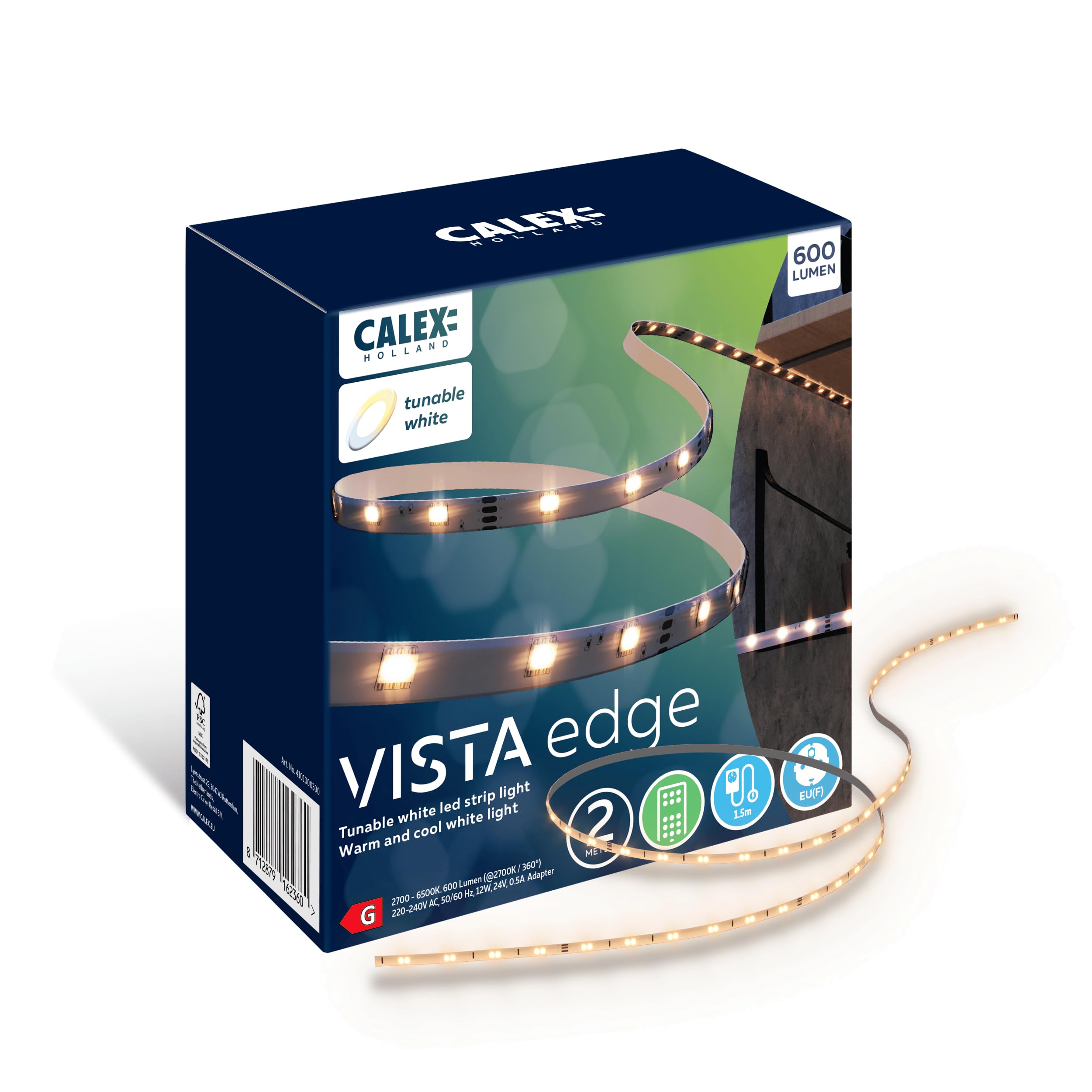calex-vista-led-streifen-2m-cct-2700-6500k-dimmbar-mit-fernbedienung image 1