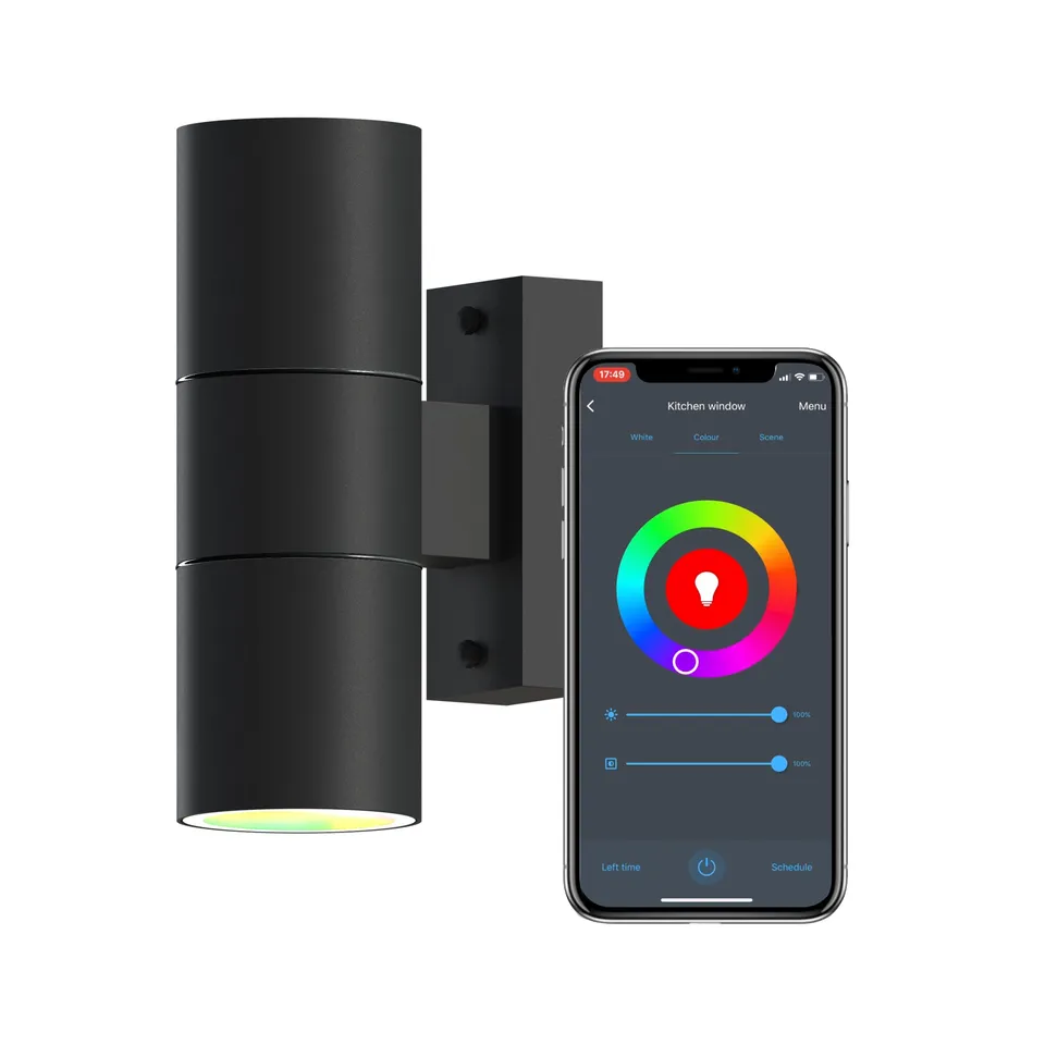 calex-smart-outdoor-wandleuchte-up-down-2x-gu10-schwarz image 1
