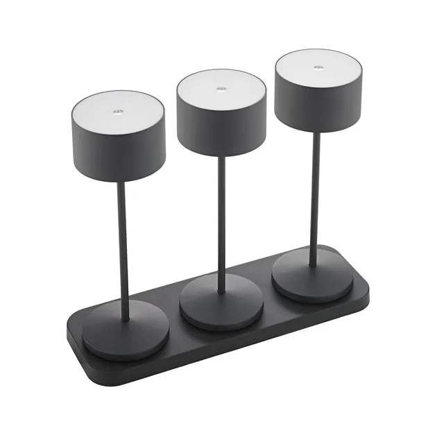 sigor-veluna-led-akku-tischlampe-3er-set-nachtschwarz-inkl-ladestation image 1