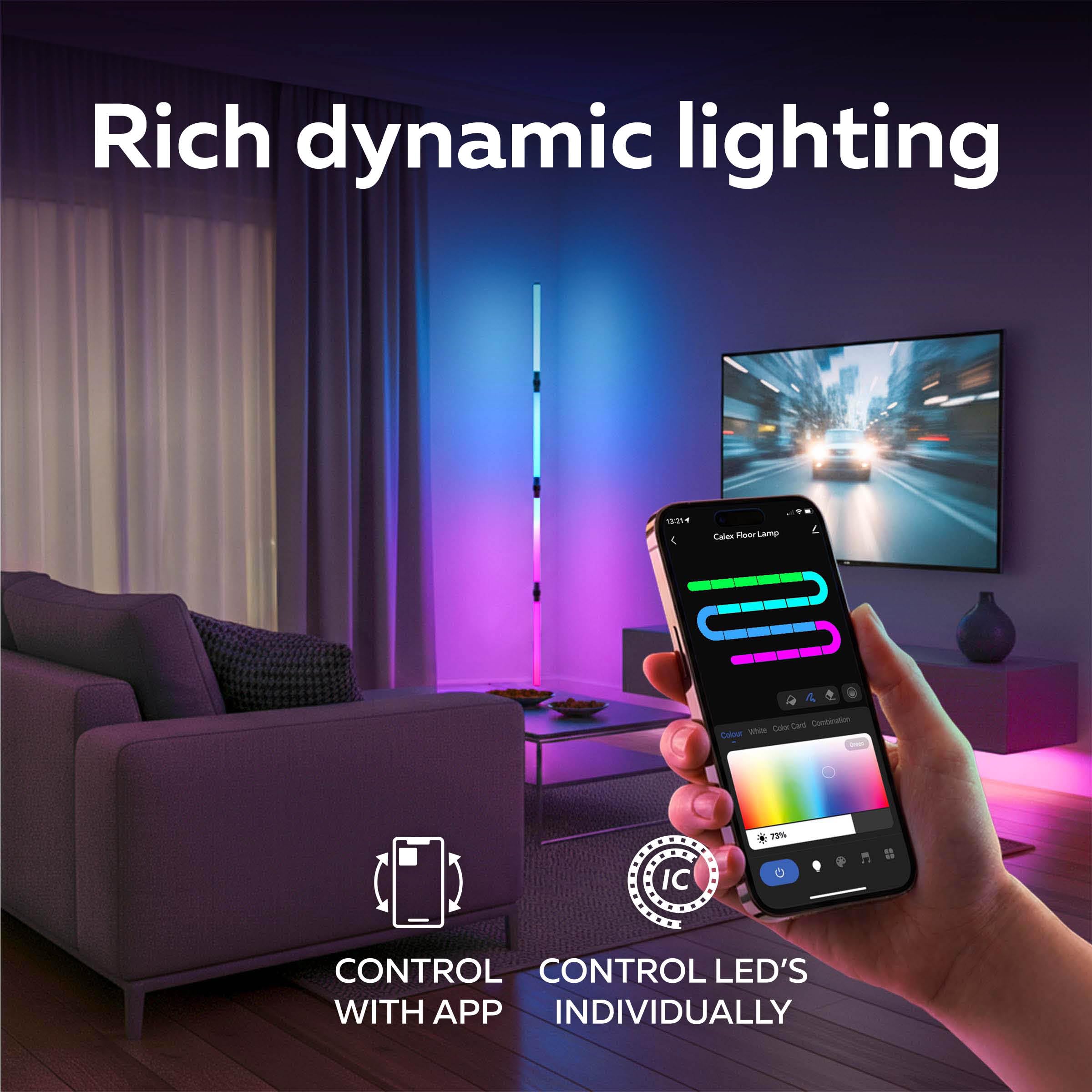 calex-smart-stehlampe-140cm-rgbic-wlan-app-und-sprachsteuerung-dimmbar image 4