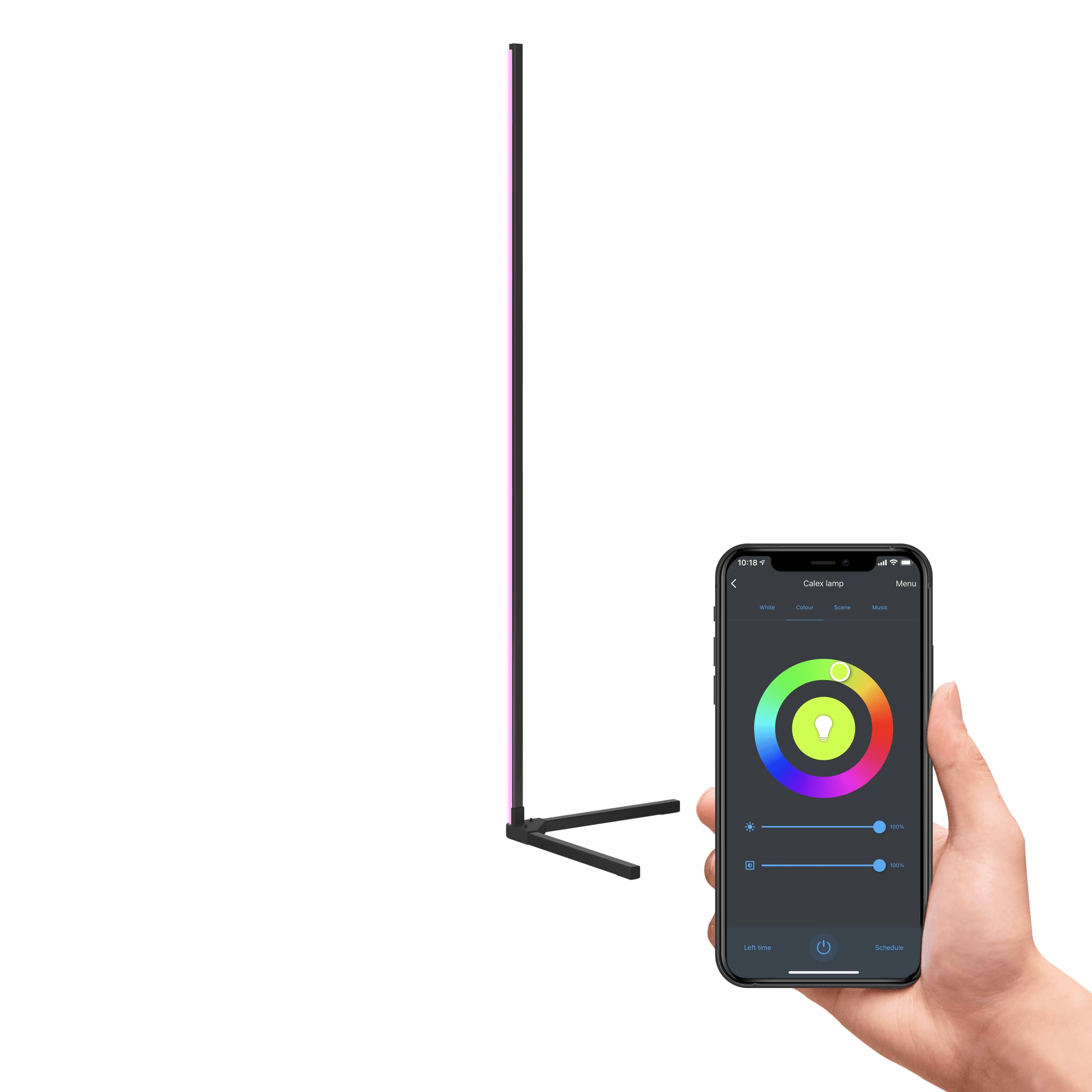 calex-smart-led-stehlampe-140cm-rgb-wei-wlan-app-schwarz image 1