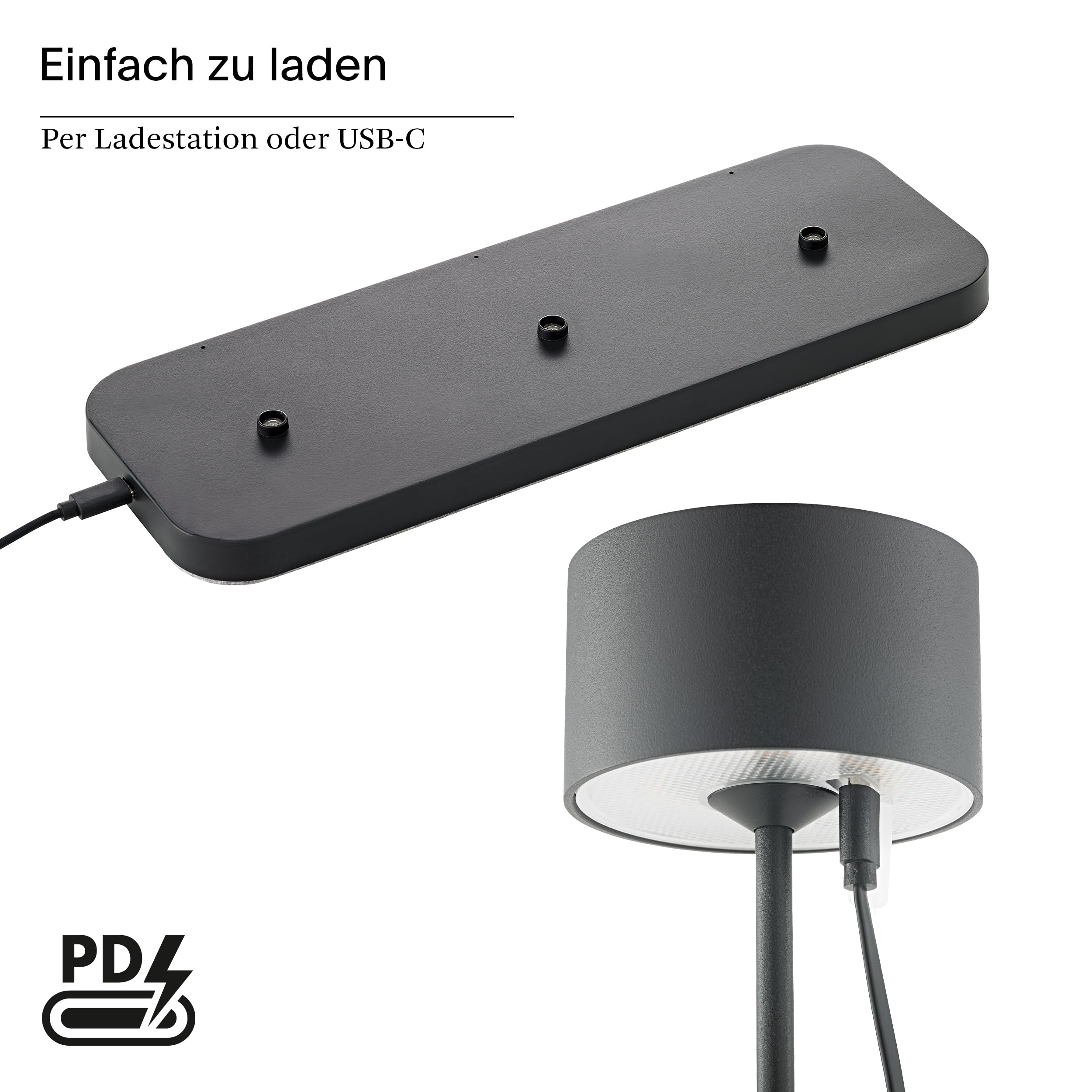 sigor-veluna-led-akku-tischlampe-3er-set-nachtschwarz-inkl-ladestation image 5