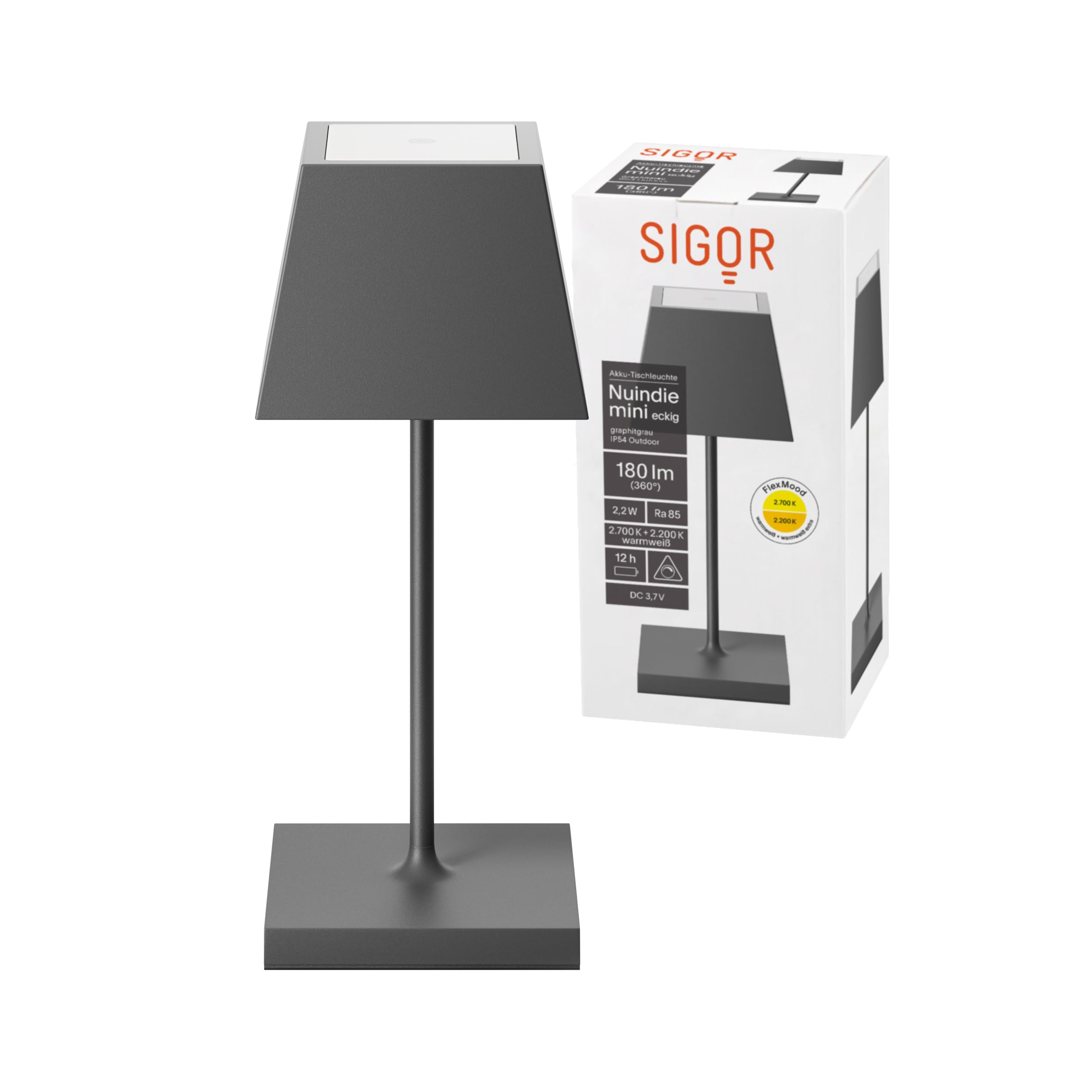 sigor-nuindie-2-0-mini-eckig-led-akku-tischleuchte-graphitgrau image 1