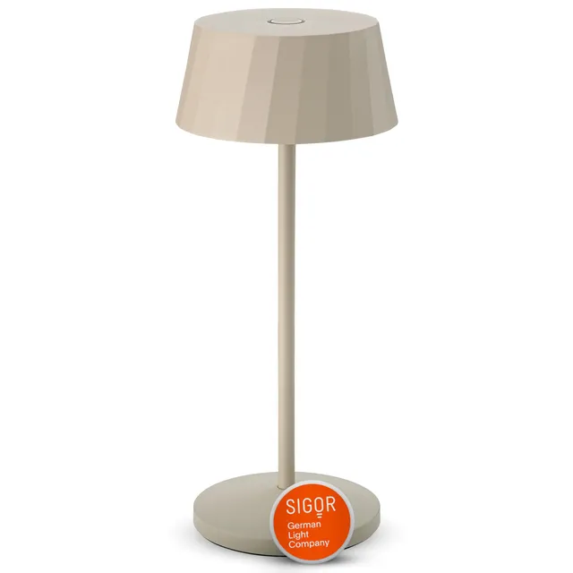 sigor-facetta-led-akku-tischlampe-d-nenbeige-aluminium-ip44 image 1