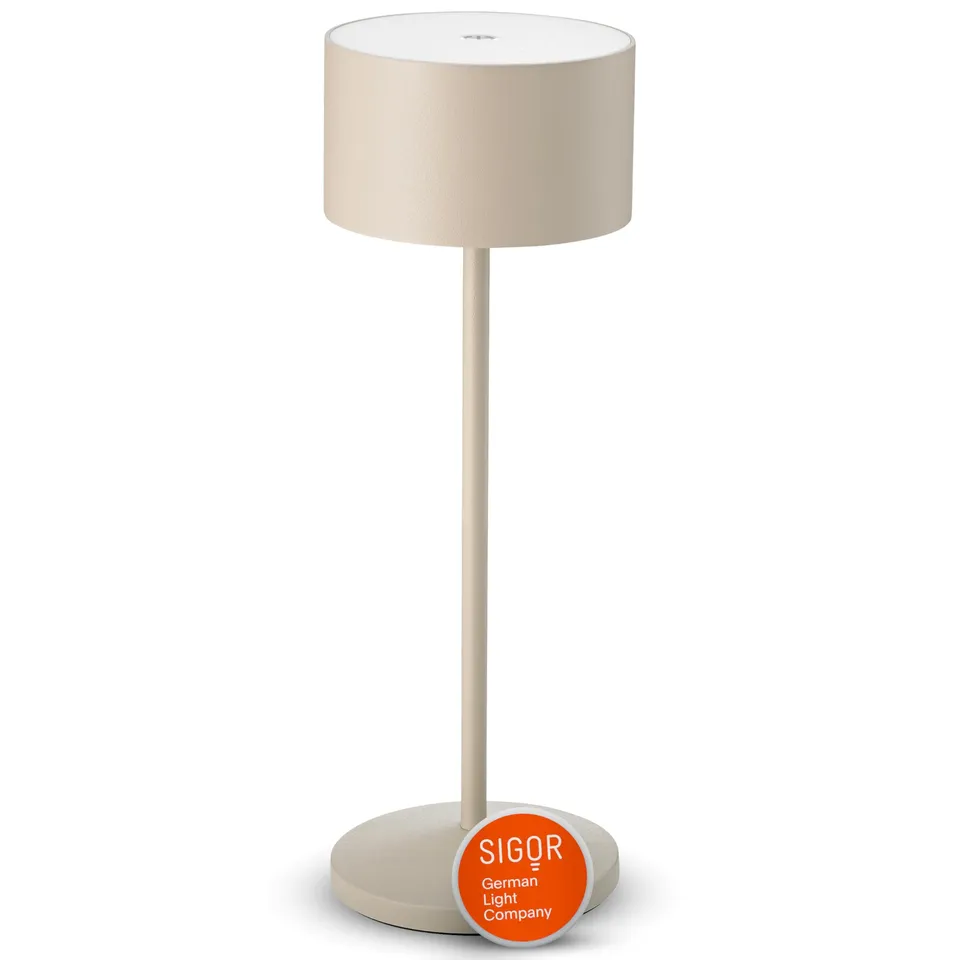 sigor-veluna-led-akku-tischlampe-d-nenbeige-dimmbar-ip44 image 1