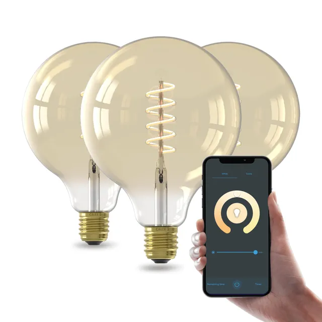 calex-smart-led-lampen-e27-g125-gold-filament-cct-dimmbar-3er-pack image 1
