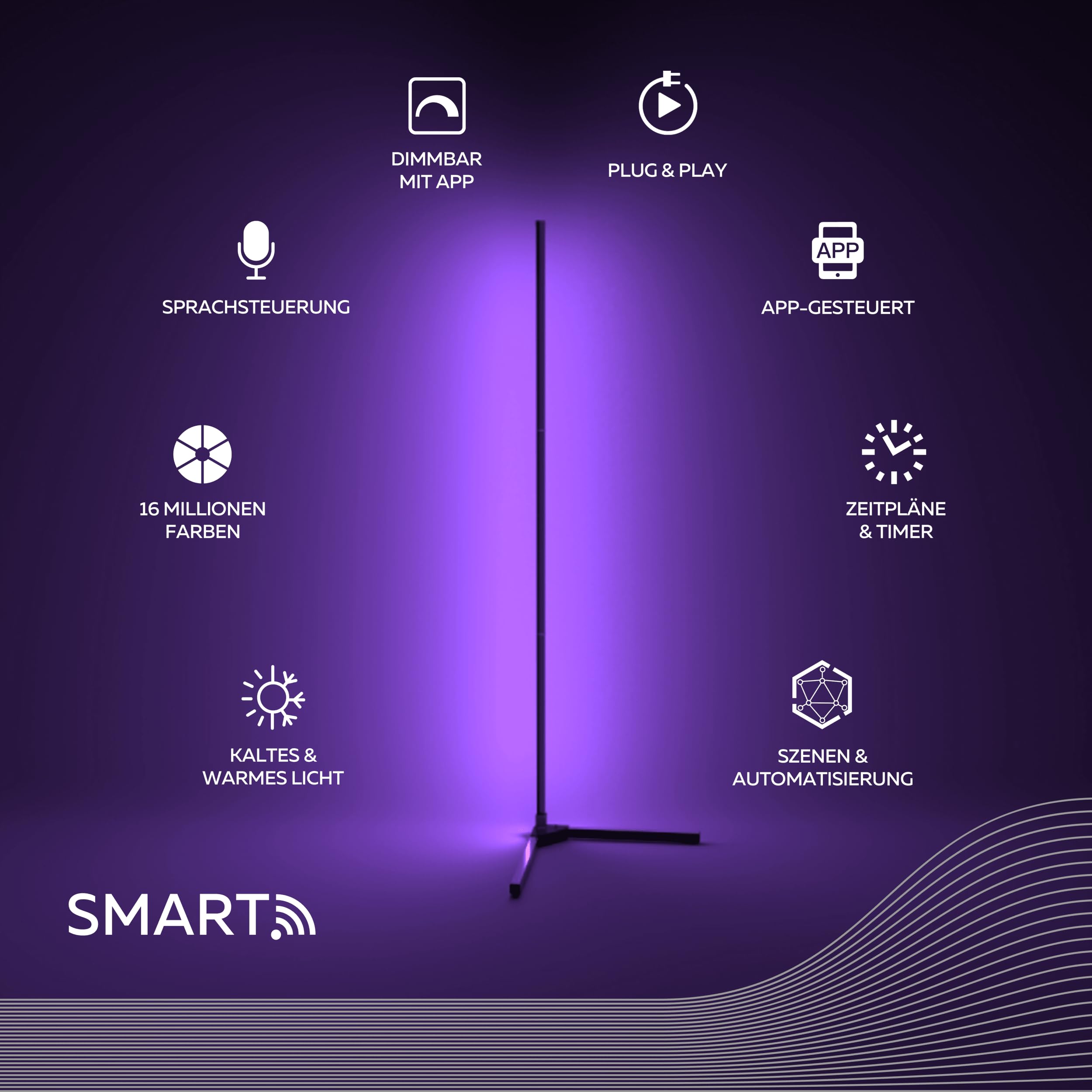 calex-smart-led-stehlampe-140cm-rgb-wei-wlan-app-schwarz image 2