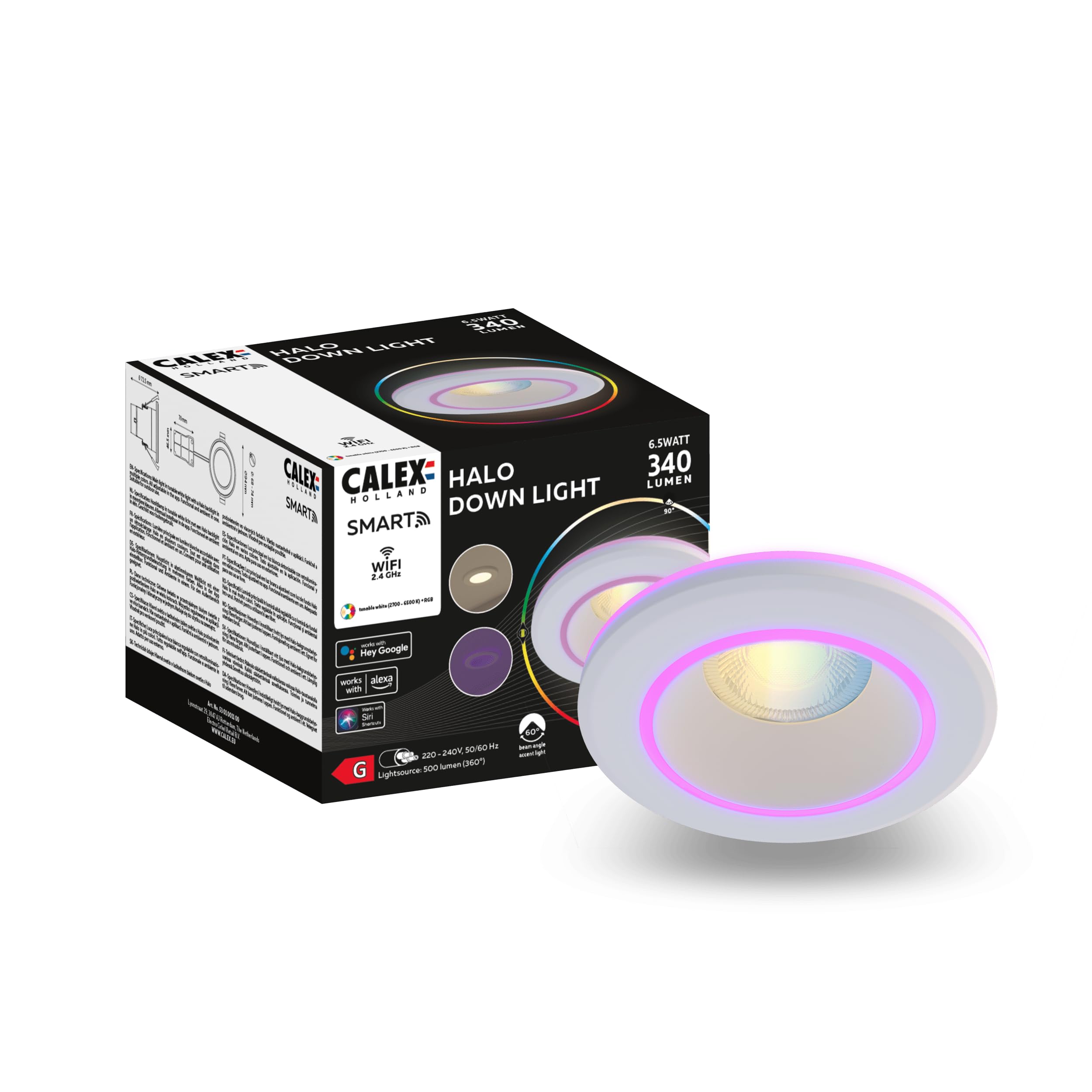 calex-smart-led-einbaustrahler-halo-wei-rgb-dimmbar-wlan image 1