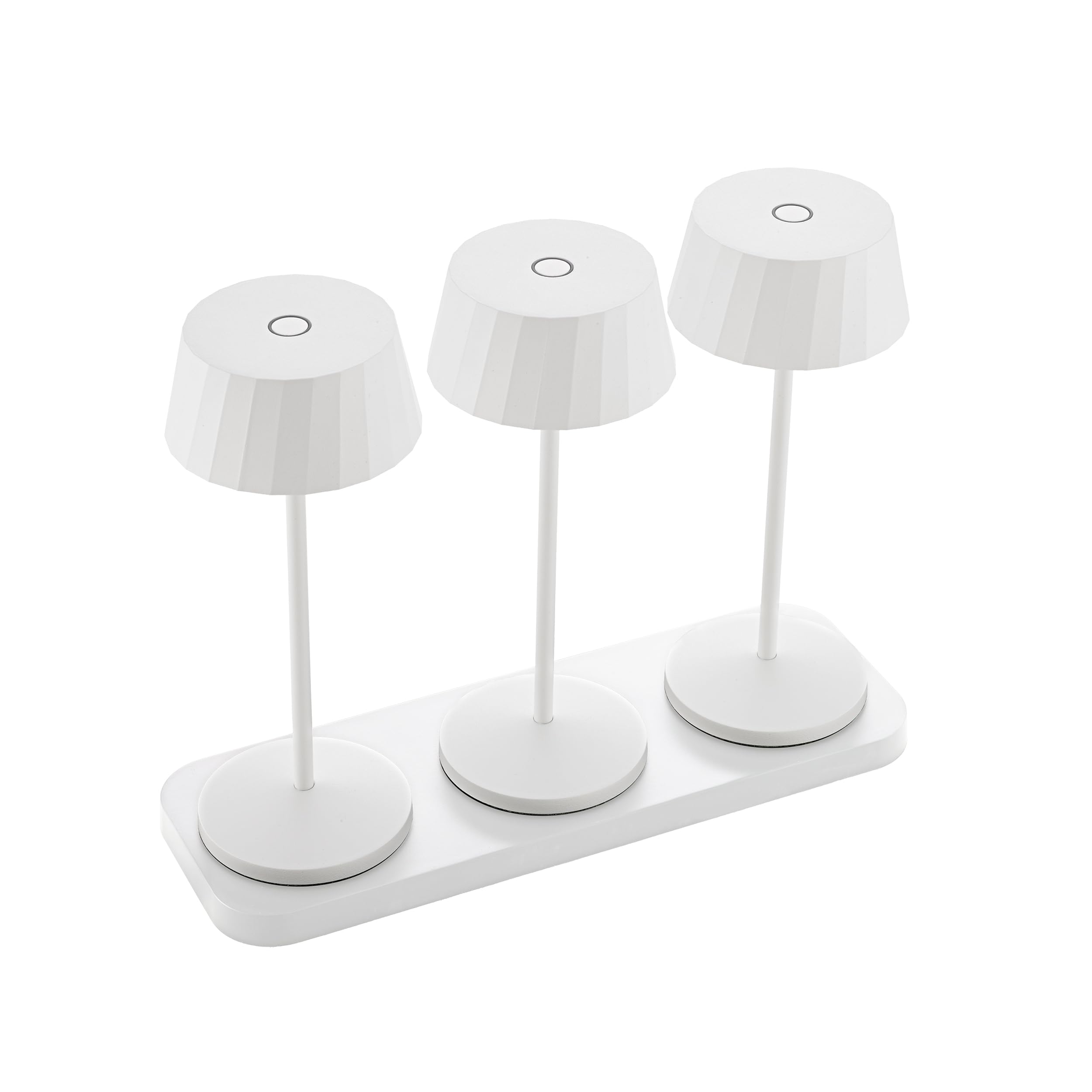 sigor-facetta-led-akku-tischlampe-3er-set-schneewei-inkl-ladestation image 1