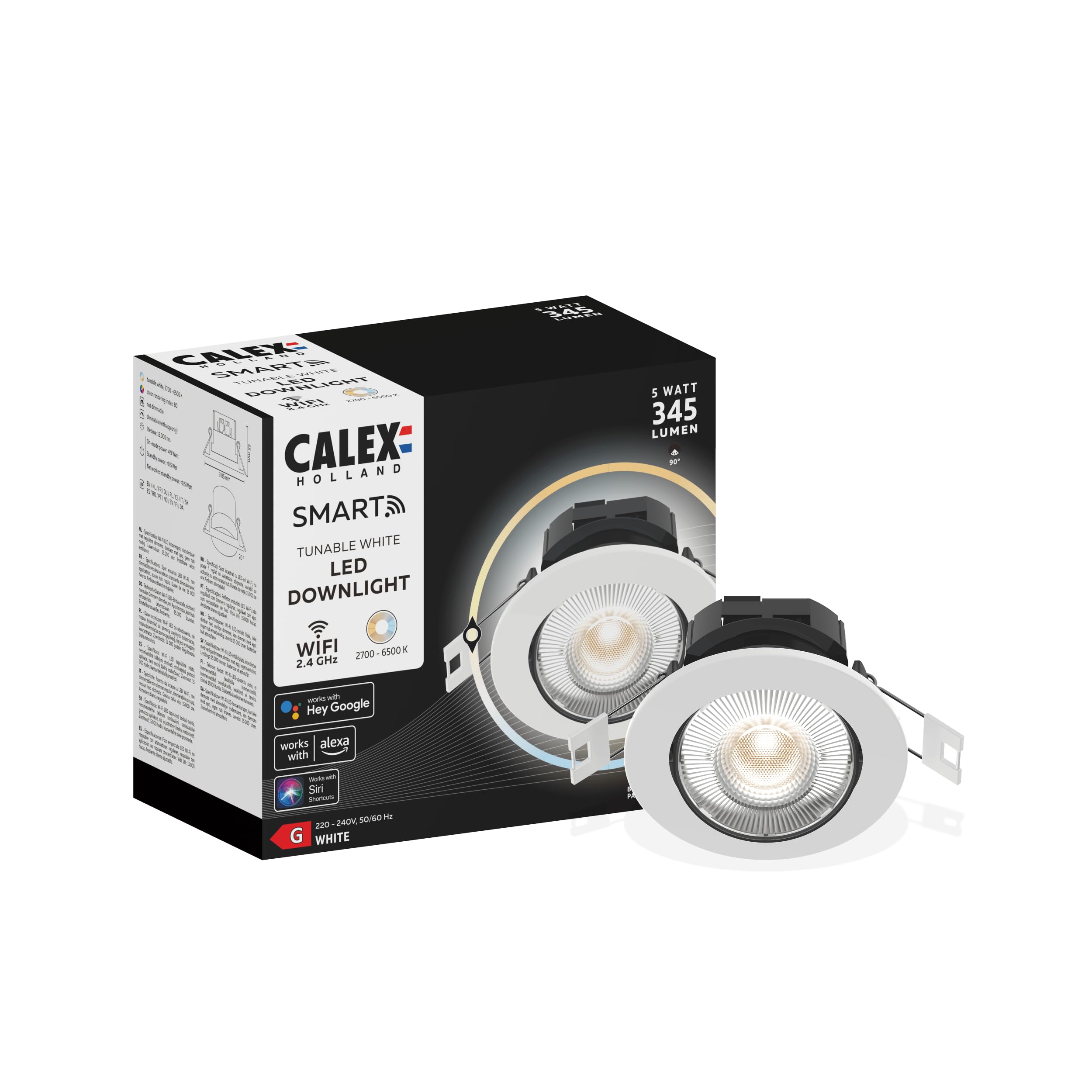 calex-smart-led-einbaustrahler-wei-neigbar-rgb-2700-4000k-wlan-app-sprache image 1