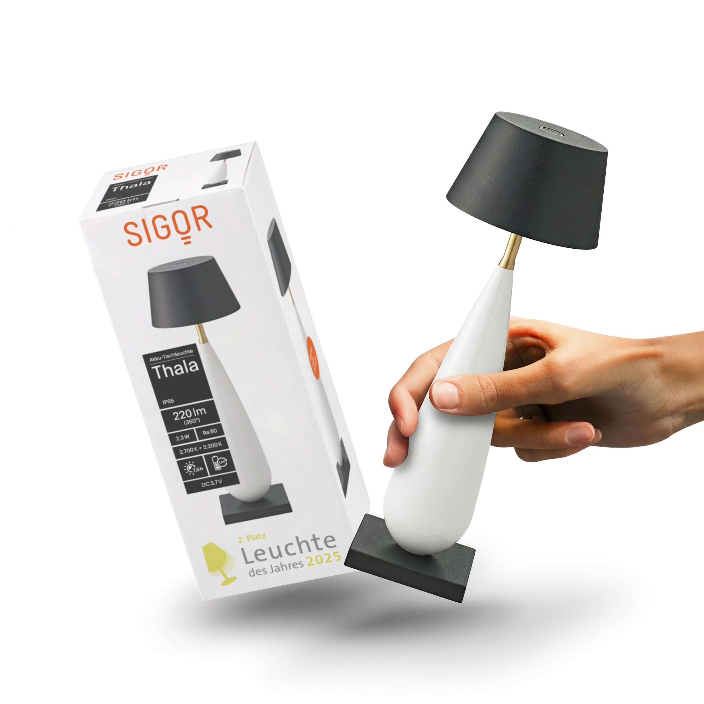 sigor-thala-led-akku-tischlampe-23-7-cm-ip65-keramikwei-schwarz image 1