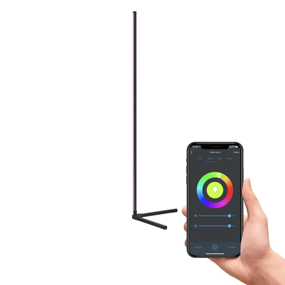 calex-smart-led-stehlampe-140cm-rgb-wei-wlan-app-schwarz image 1