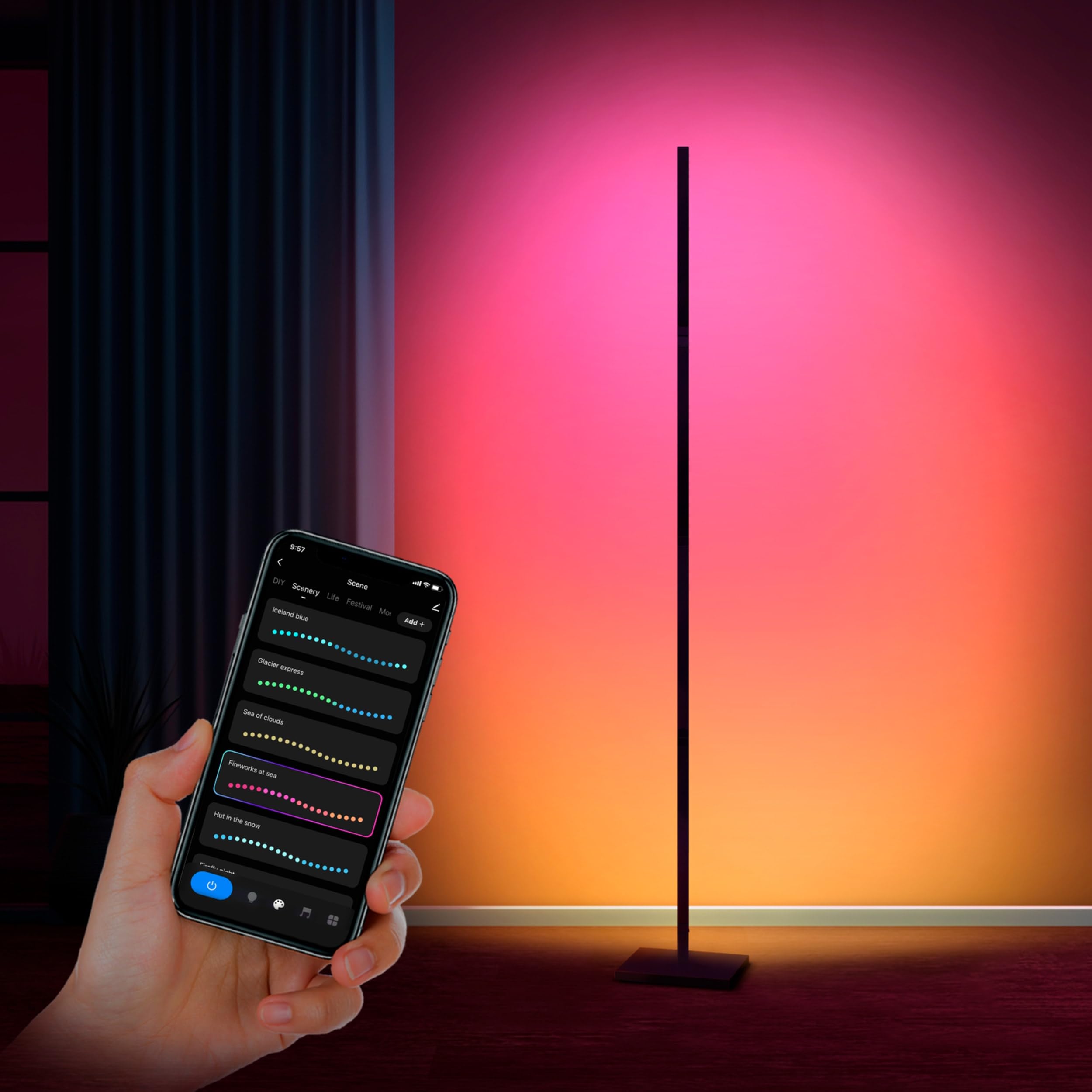 calex-smart-led-stehlampe-175cm-rgbic-musik-sync-schwarz image 2