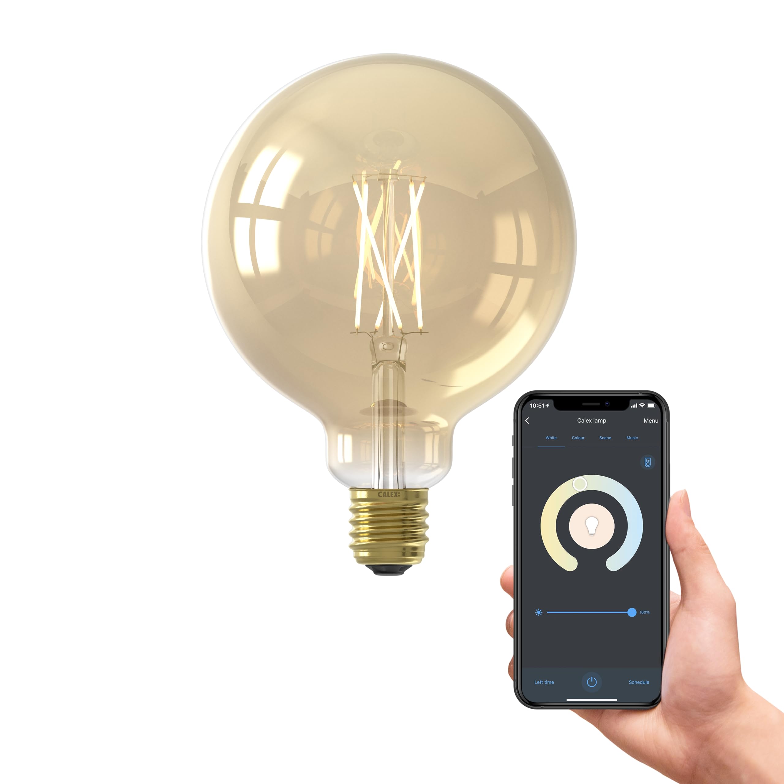 calex-smart-led-lampe-e27-g125-gold-filament-dimmbar-globe image 1